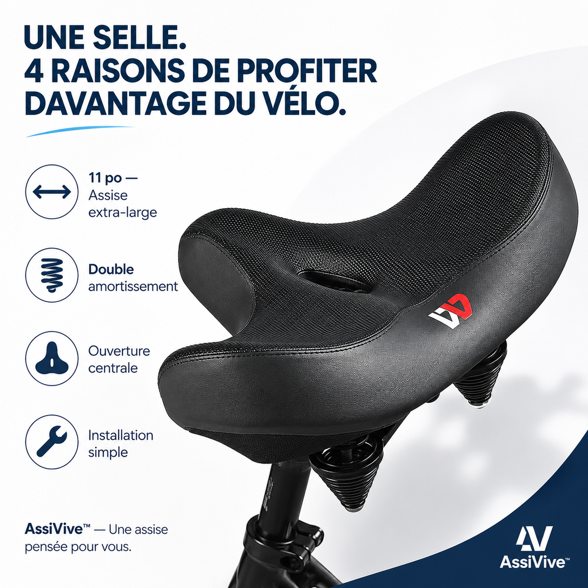 AssiVive™- Selle de Vélo Ergonomique Extra-Large