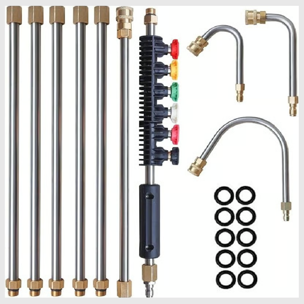 Lot de 9 rallonges pour nettoyeur haute pression de 3 m avec 6 embouts Lot de 9 rallonges pour nettoyeur haute pression de 3 m avec 6 embouts