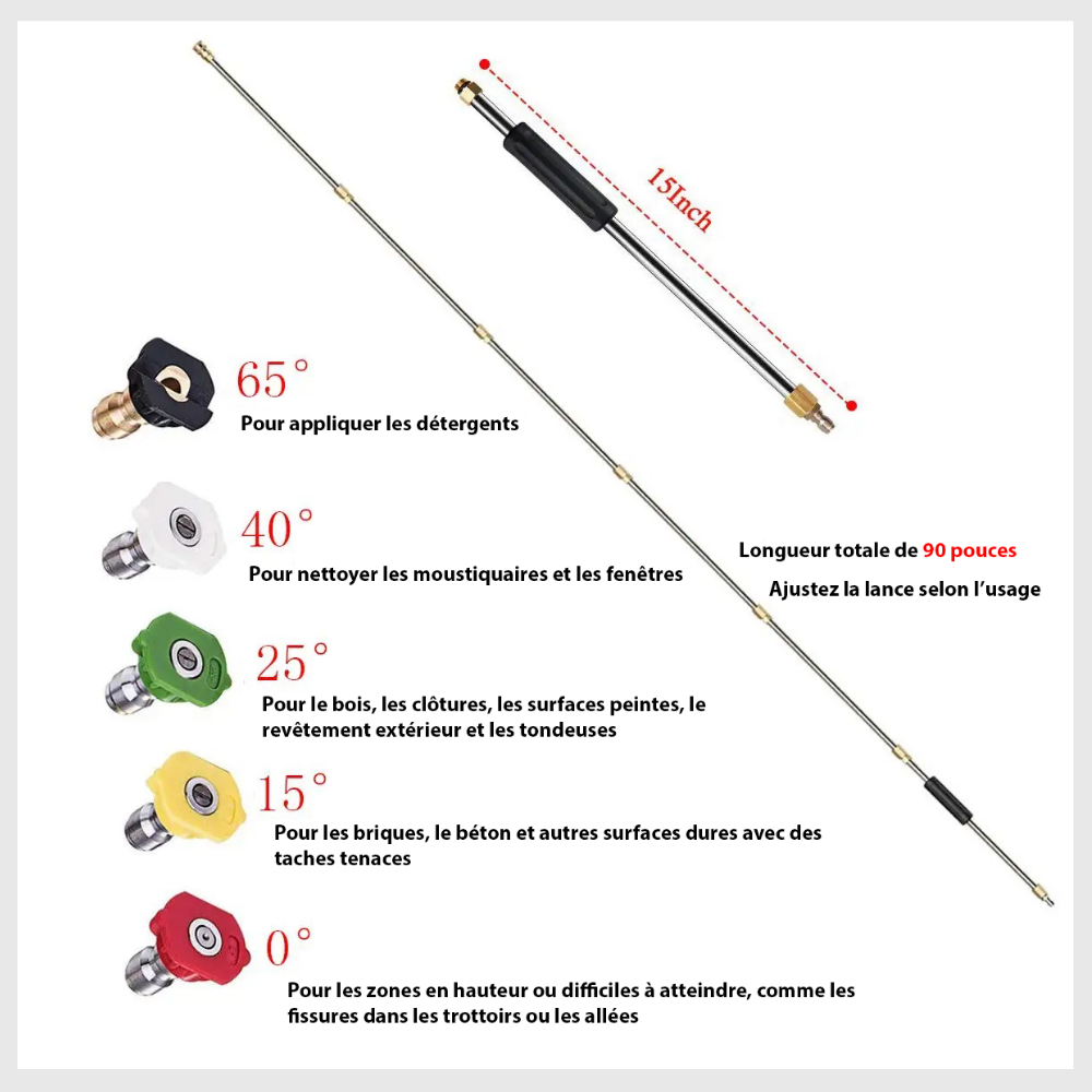 JetReach™Lance Télescopique pour Nettoyeur à Pression