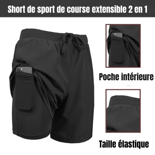 FlexMotion™ – Short Sport 2 en 1 Séchage Rapide avec Doublure Intégrée