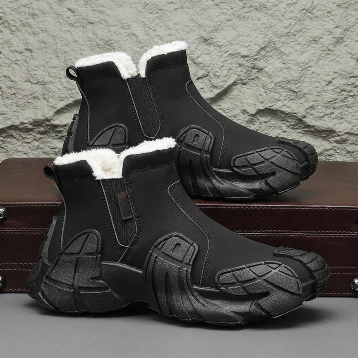 Bottes d'Hiver Doublées Sherpa Imperméables - Semelle Antidérapante.