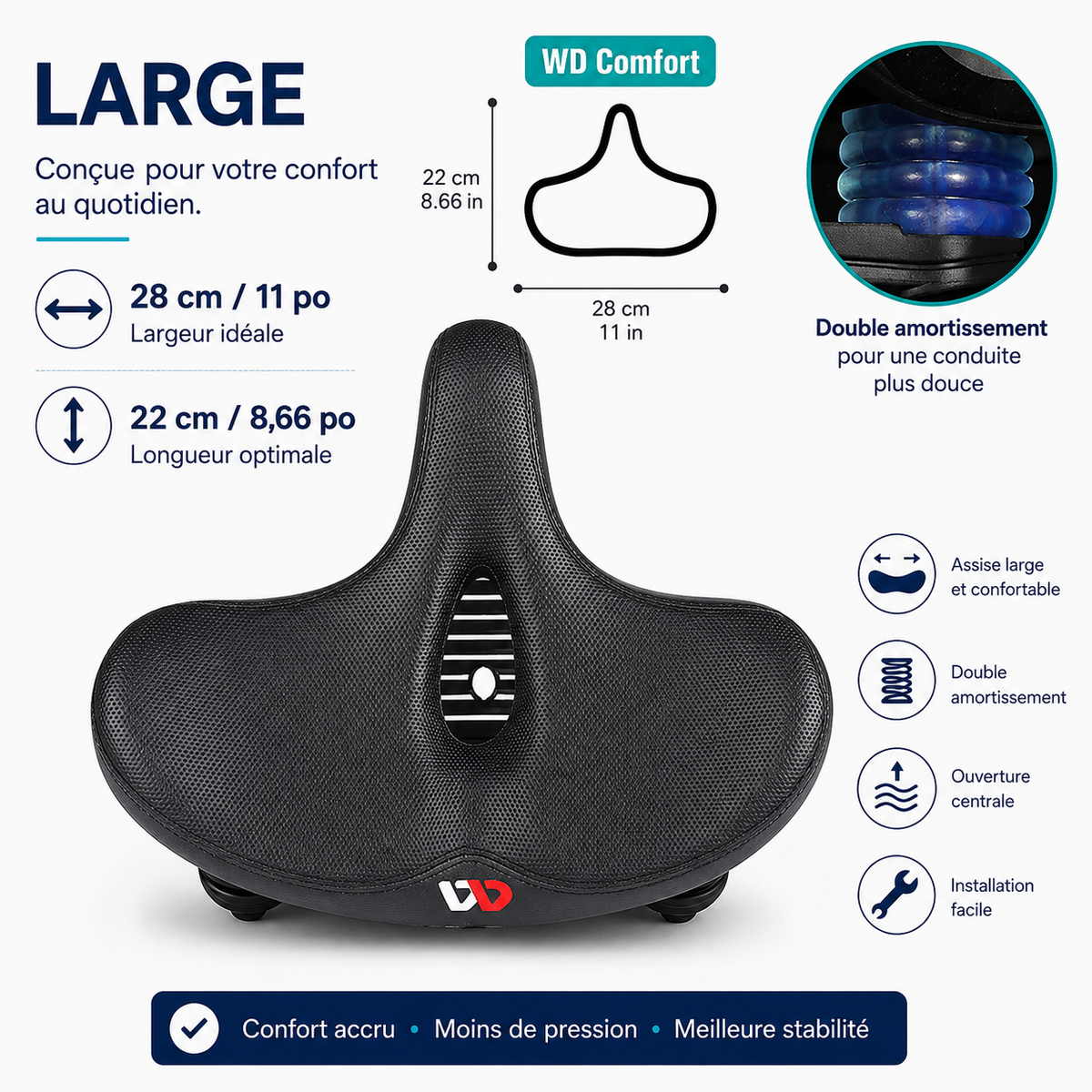 AssiVive™- Selle de Vélo Ergonomique Extra-Large