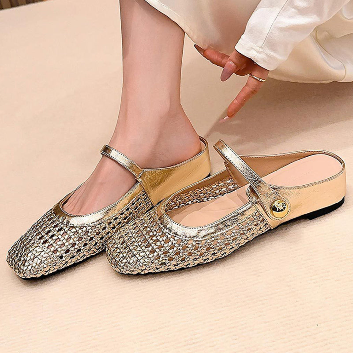 Mule Tressée Confort — Bout Carré & Bride Style Mary Jane