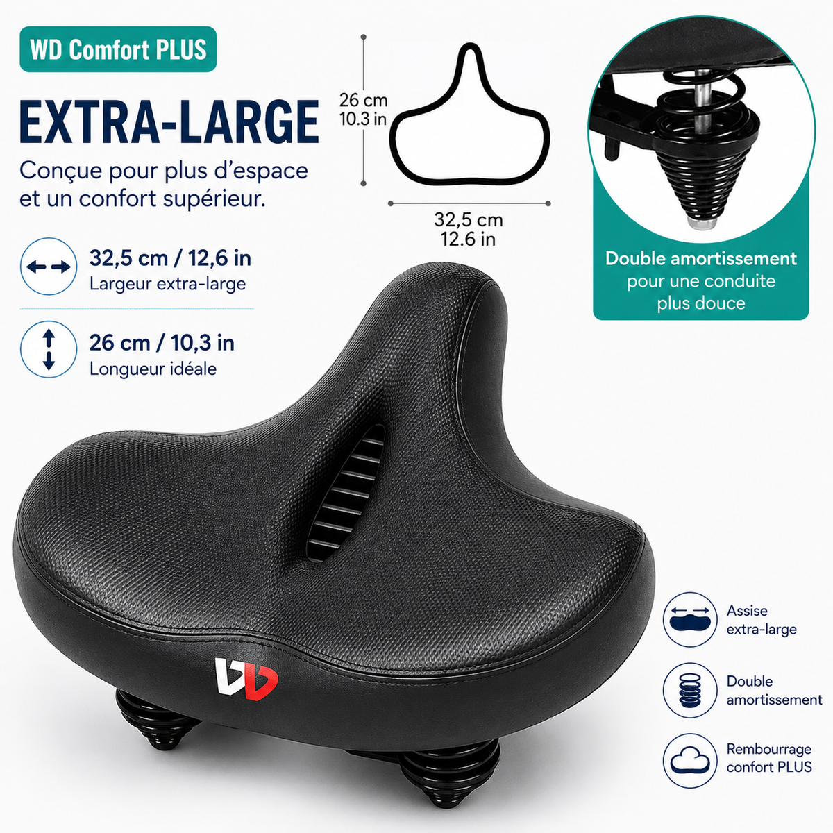 AssiVive™- Selle de Vélo Ergonomique Extra-Large