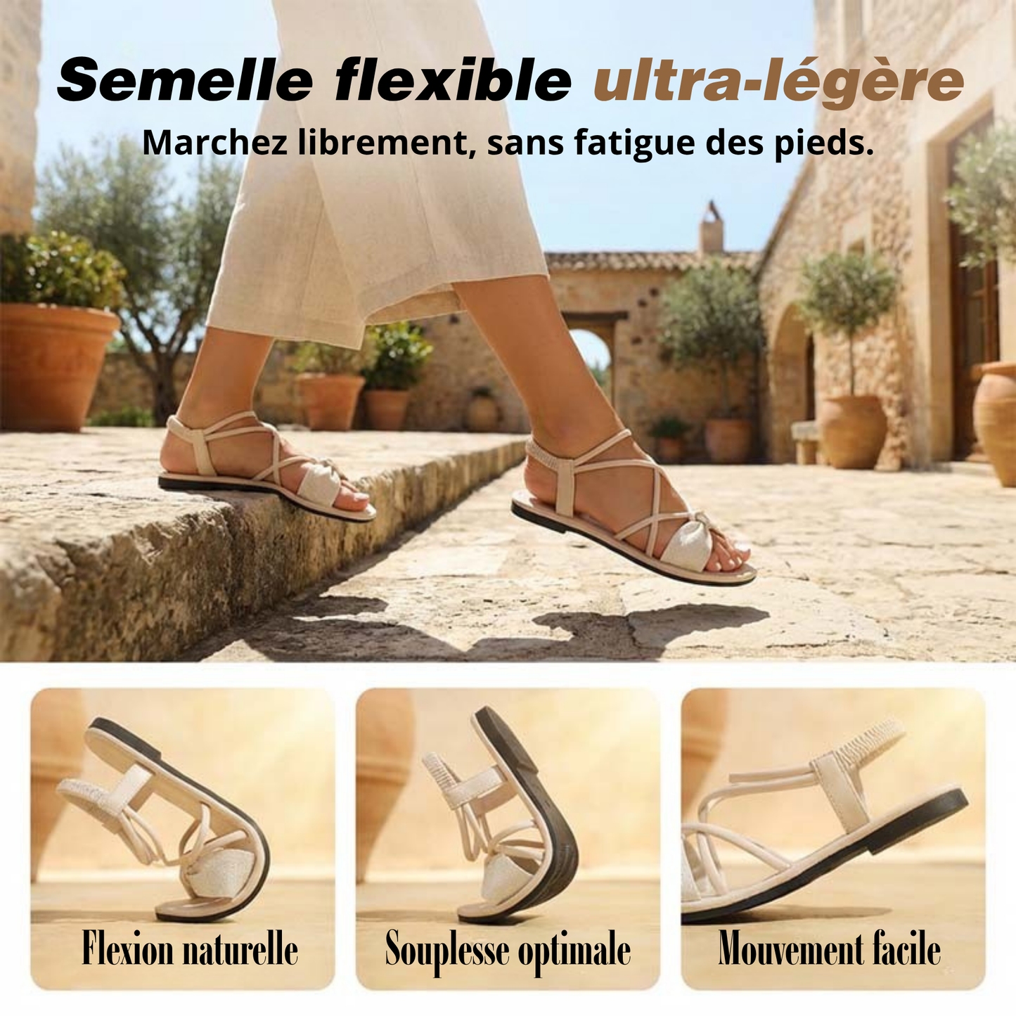 Sandales Riviera | Brides Croisées Légères — Confort Toute la Journée.