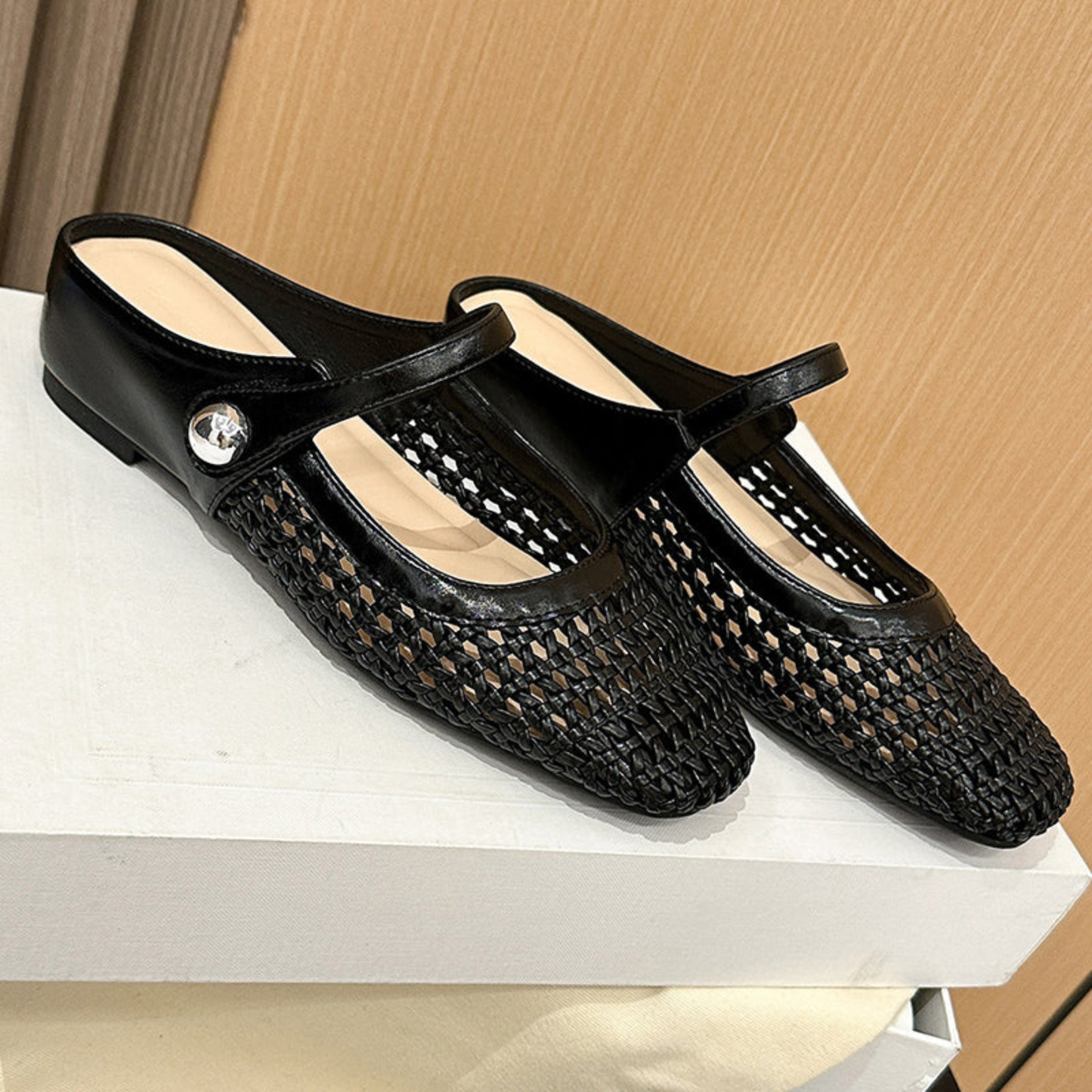 Mule Tressée Confort — Bout Carré & Bride Style Mary Jane