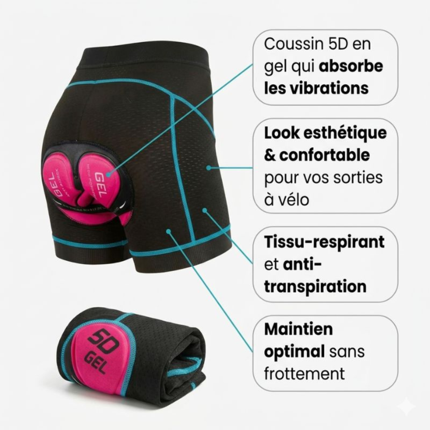 Short Vélo Femme Rembourré Gel 5D — Confort Longue Distance.