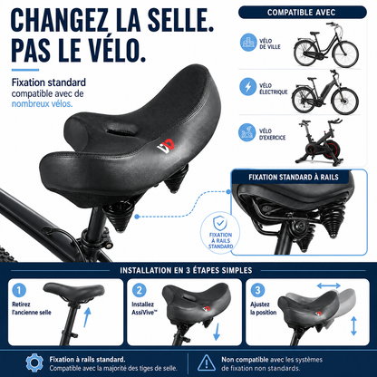 AssiVive™- Selle de Vélo Ergonomique Extra-Large