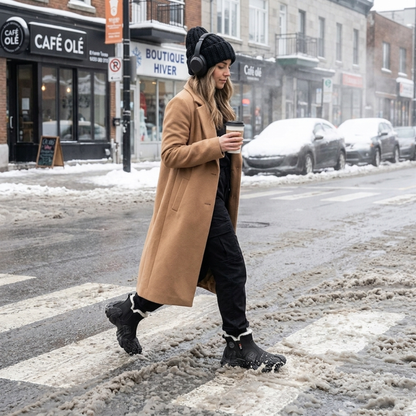 Bottes d'Hiver Doublées Sherpa Imperméables - Semelle Antidérapante.