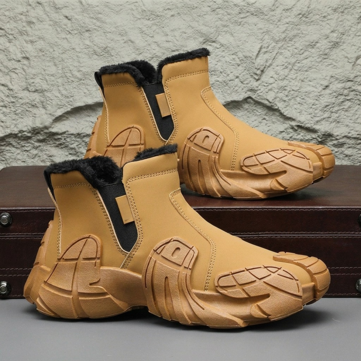 Bottes d'Hiver Doublées Sherpa Imperméables - Semelle Antidérapante.