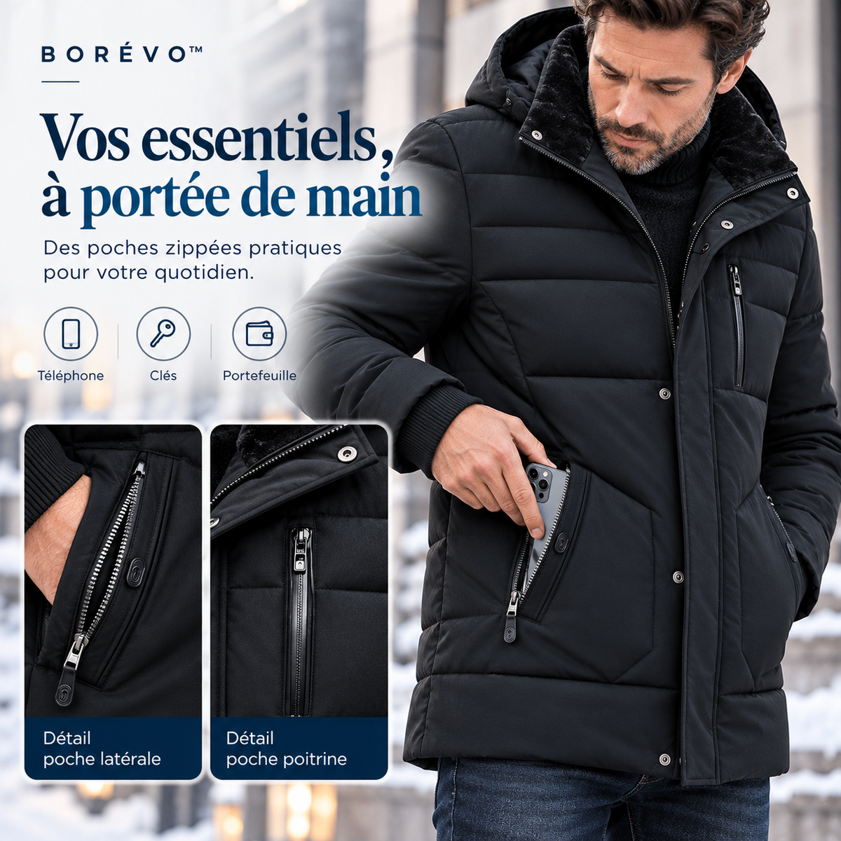 Borévo™ | Manteau d’hiver mi-long pour homme – Chaud et confortable