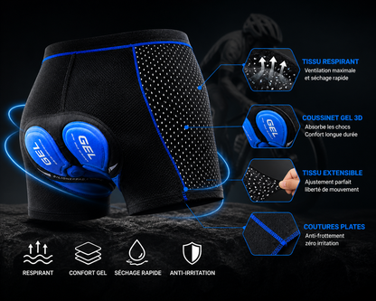 RouteFlex™ – Boxer de Cyclisme Gel 5D Ultra-Confort