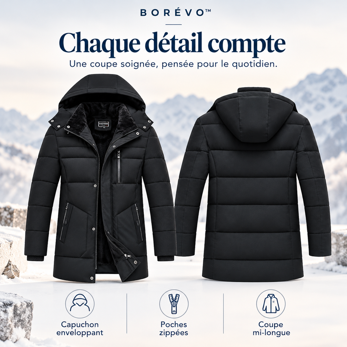 Borévo™ | Manteau d’hiver mi-long pour homme – Chaud et confortable