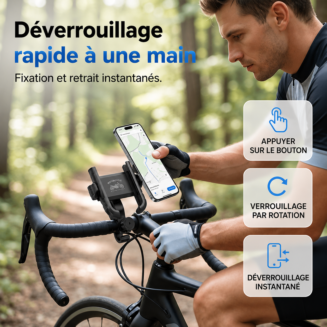 NordLock™ — Support téléphone SecureLock 360° pour vélo et moto