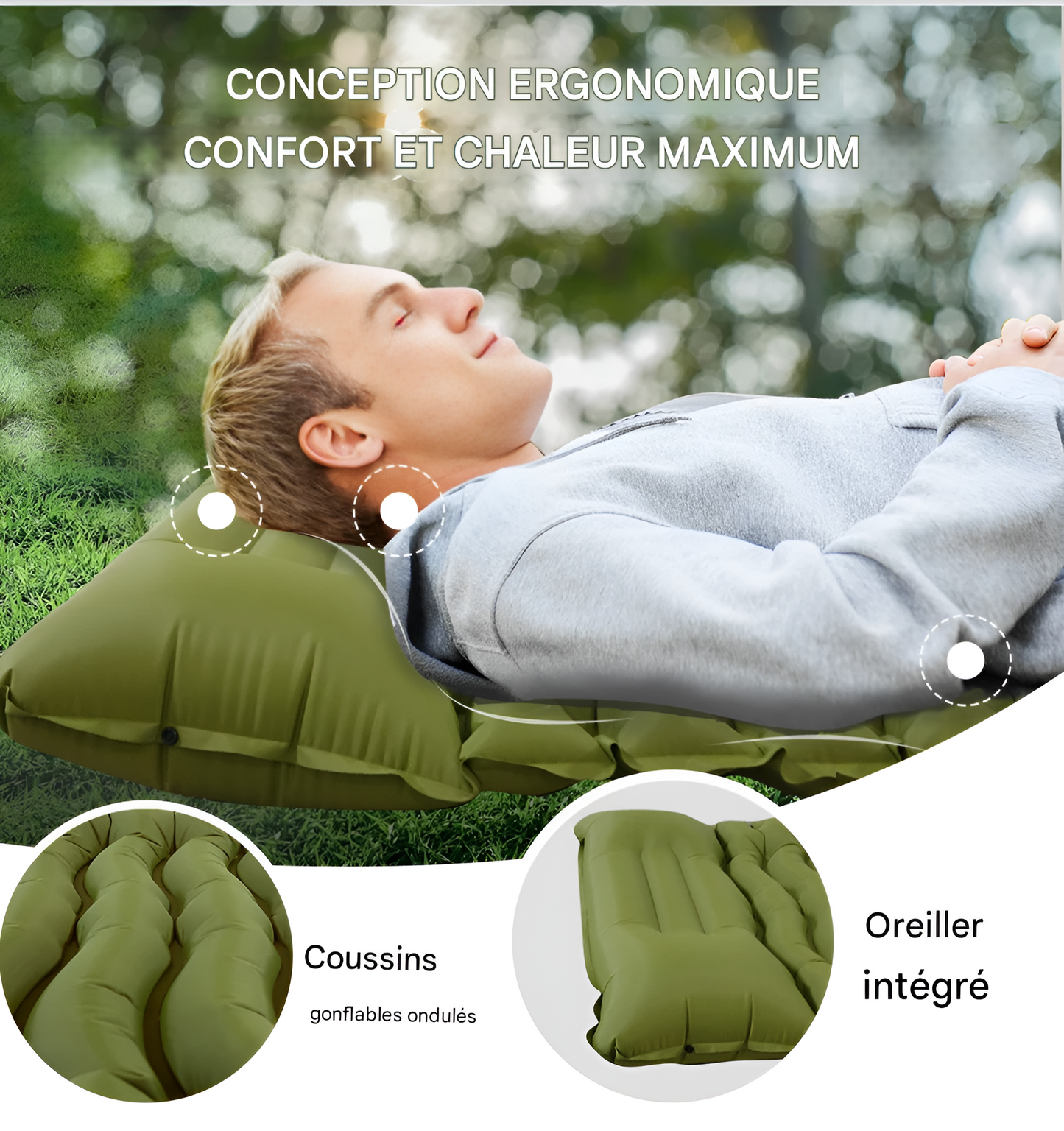 ConfortZen — Matelas gonflable léger, confortable et facile à gonfler