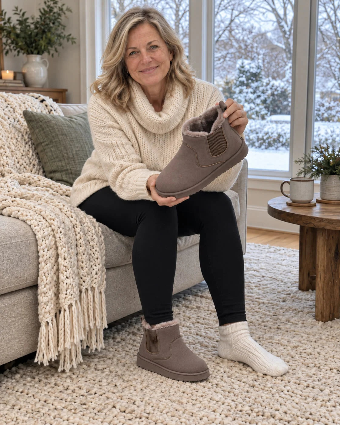 Nordessa | Bottines Chelsea Doublées en Sherpa | Semelle Épaisse