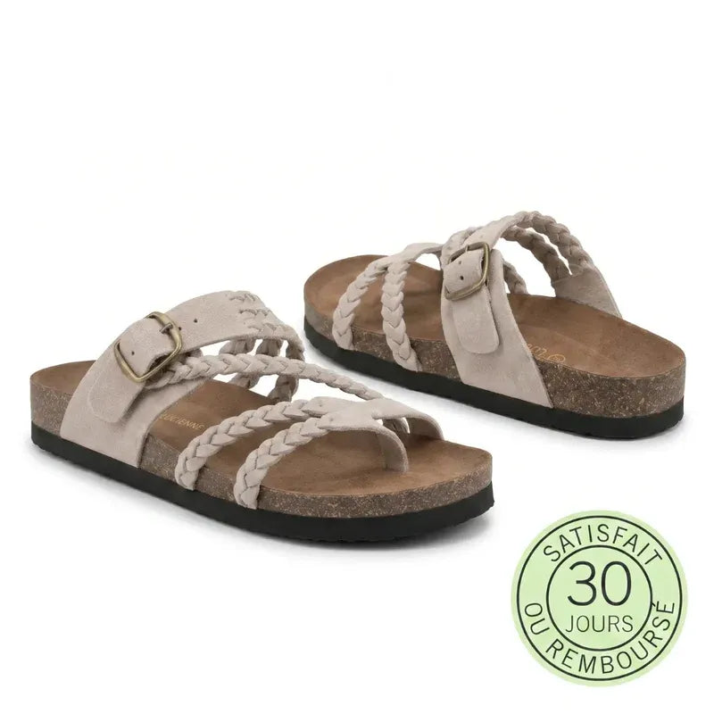 Tressia - Sandales en cuir à confort orthopédique femme
