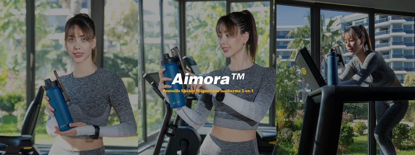 Aimora™ – Bouteille Shaker Magnétique Isotherme 3-en-1