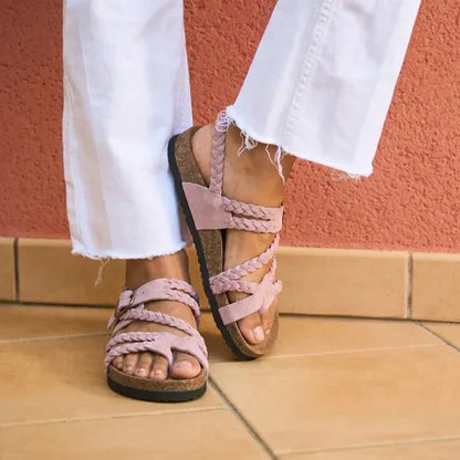 Tressia - Sandales en cuir à confort orthopédique femme