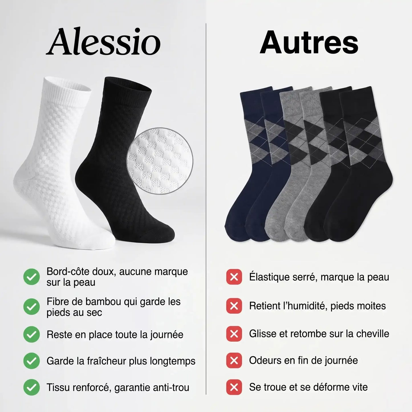 ALESSIO -chaussettes mi-hautes en bambou premium