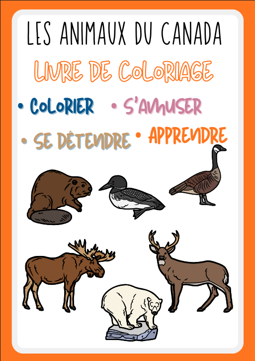 Livre de Coloriage: Apprendre en Coloriant la faune du Canada| Livre PDF Téléchargeable